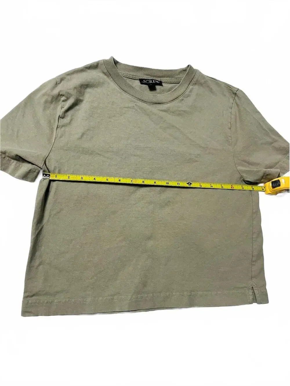 J. Crew Neutral Beige Crop Baby Tee Top Shirt Cotton Minimalist Clean Girl Small